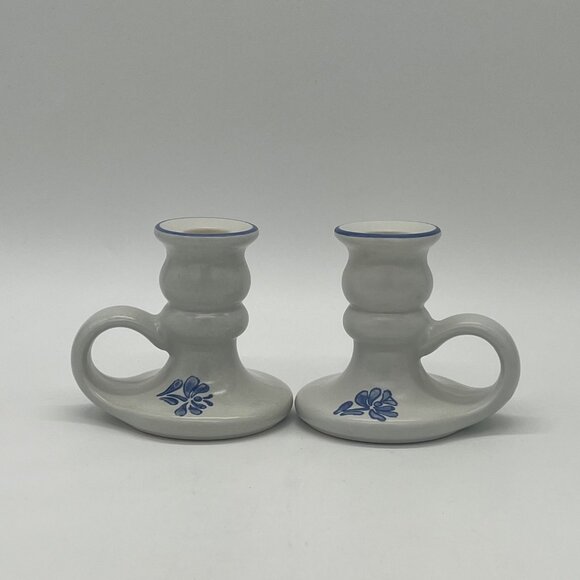 Set of 2 Vintage Pfaltzgraff Yorktowne Candle Holders with Handles - Picture 5 of 6